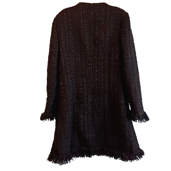 Vertigo Paris Tweed Wool Coat Sz S Brown Metallic Boucle Fringed Preppy France - Picture 12 of 16